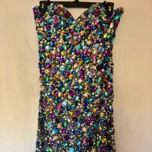 Jovani Couture Multicolor Rhinestone Gown